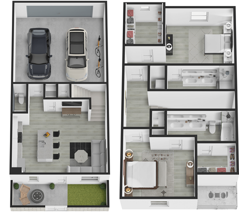 Floor plan for 2 beds, 2.5 baths, 1780 sqft